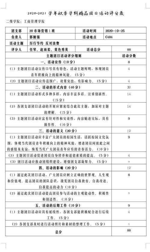 十月精品团日活动评选结果公示